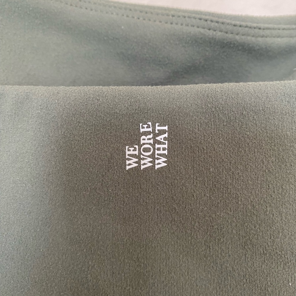 WeWoreWhat Exposed Seam Ankle Flared Activewear Jumpsuit - Army Green - Large - Picture 6 of 8